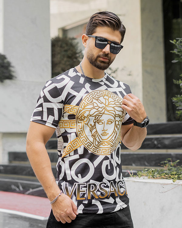 تيشرت مردانه طرح حروف مدل Versace