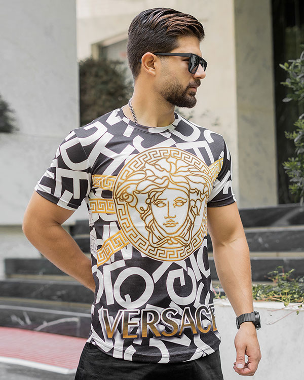 تيشرت مردانه طرح حروف مدل Versace