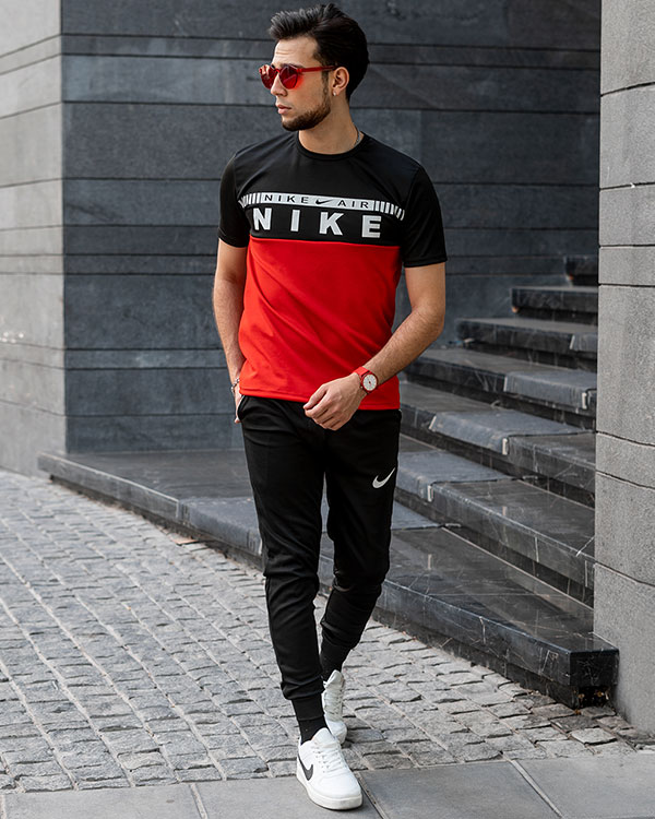 ست تیشرت شلوار nike air مردانه مدل Fors_رنگ قرمز