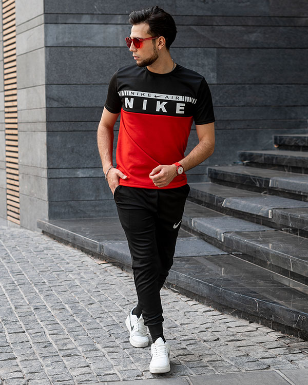 ست تیشرت شلوار nike air مردانه مدل Fors_رنگ قرمز