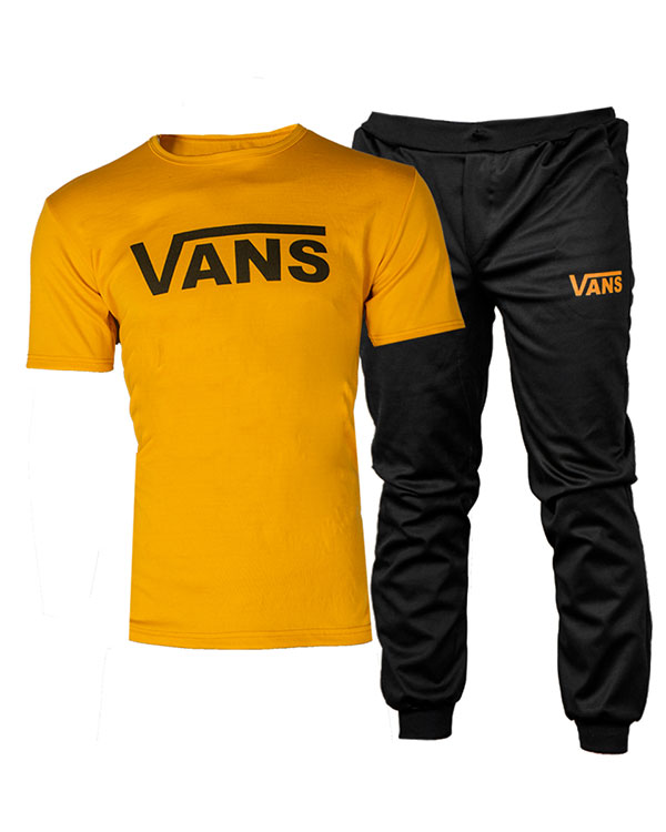 ست تیشرت شلوار مشکی زرد Vans مردانه مدل N200
