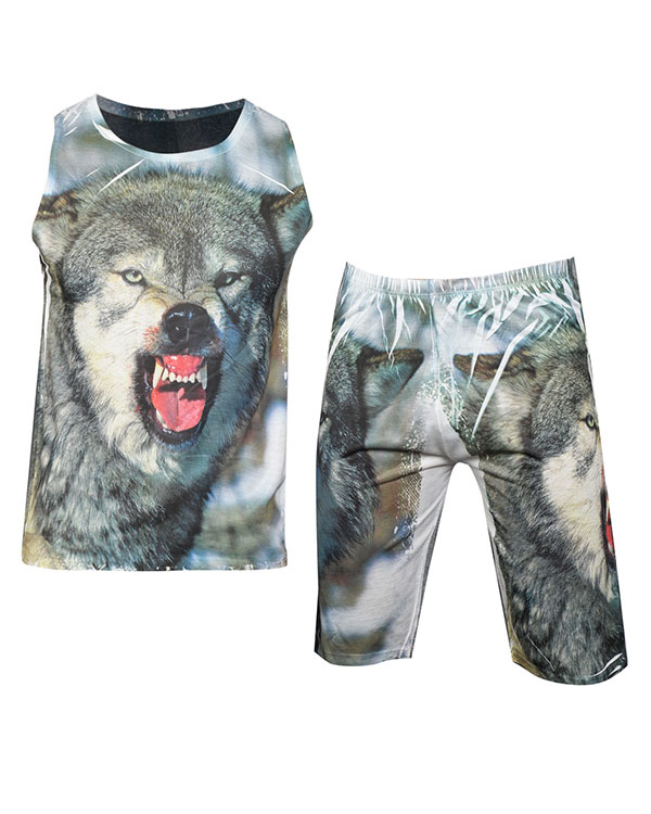 ست رکابی شلوارک مردانه مدل Wolf