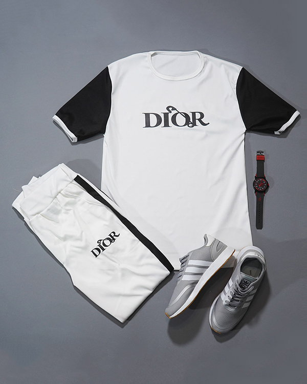 ست تیشرت شلوار سفید مردانه مدل Dior