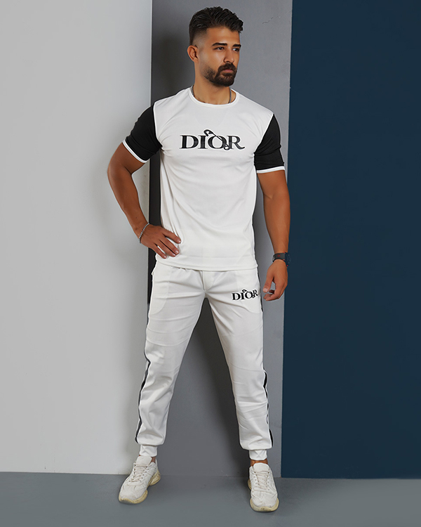 ست تیشرت شلوار سفید مردانه مدل Dior