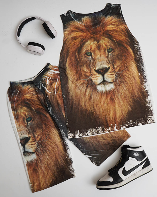 ست رکابی شلوارک مردانه مدل Lion-1