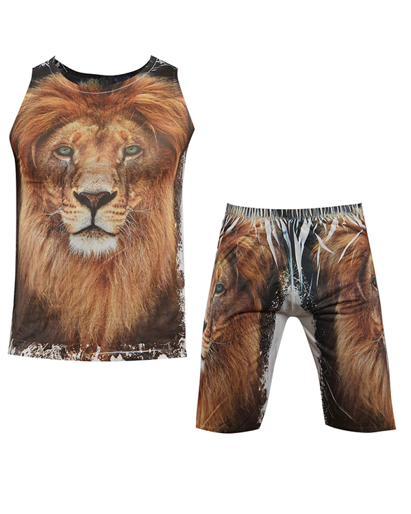 ست رکابی شلوارک مردانه مدل Lion-1