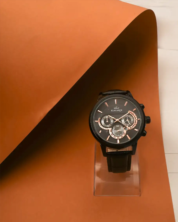 ساعت ELEGANCE مشکی صفحه مشکی مدل B62