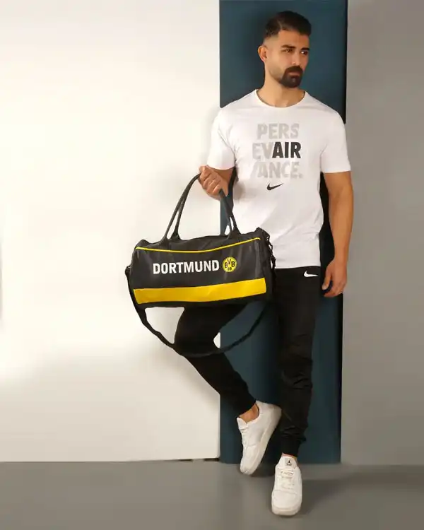 کیف ورزشی مشکی زرد مدل Dortmund