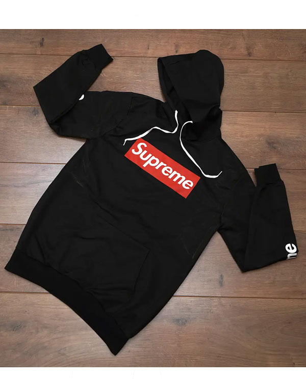 هودی مشکی مردانه مدل Supreme