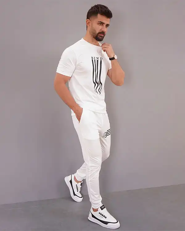 ست تیشرت شلوار سفید مردانه مدل BEND