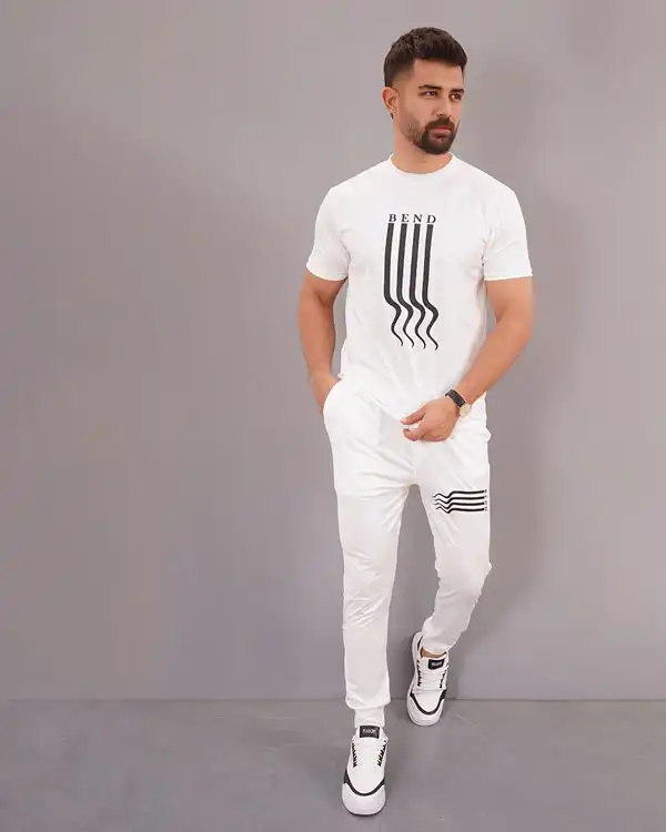 ست تیشرت شلوار سفید مردانه مدل BEND