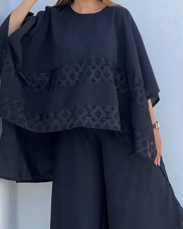 ست زنانه پانچ و دامن شلواری مدل Shadi