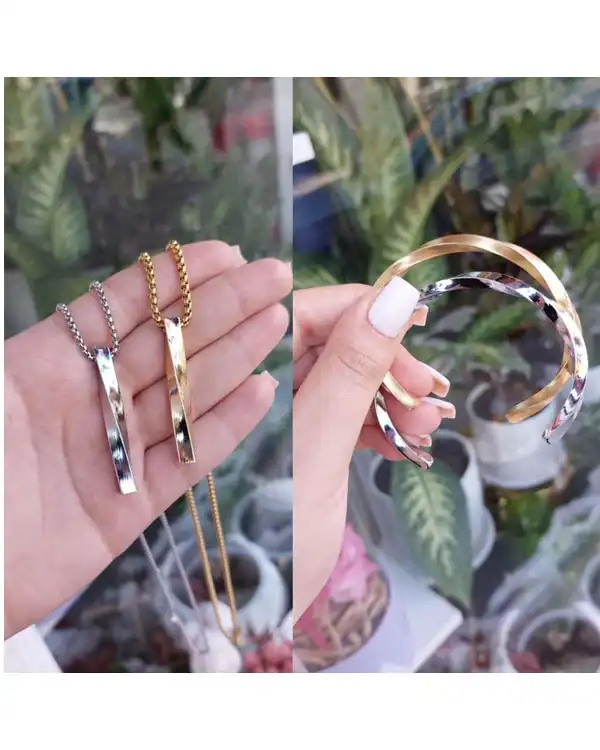 ست گردنبند و بنگل پیچ خورده