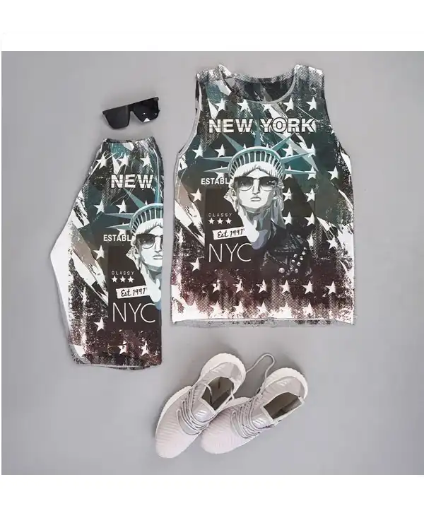 ست رکابی شلوارک مردانه طرح ستاره مدل NYC