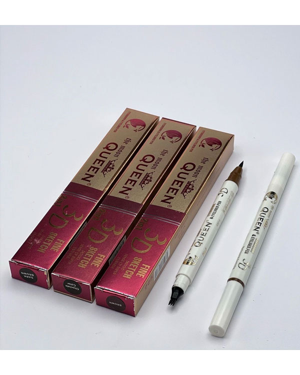 قلم دو طرفه هاشور ابرو و خط چشم Queen (Chocolate color)