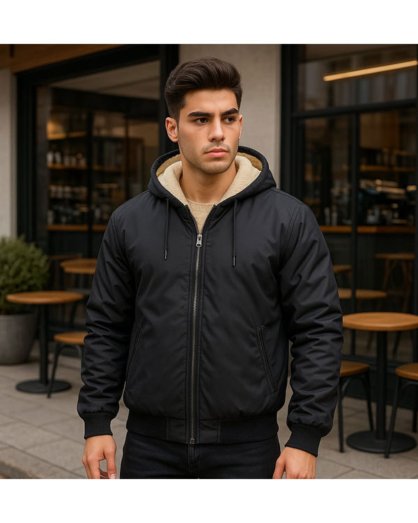 کاپشن مردانه مشکی داخل تمام خز مدل adidas-