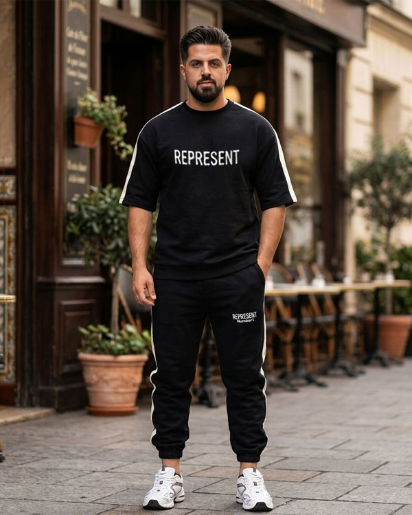 ست تیشرت و شلوار مردانه بنگال کش مدل Reprent