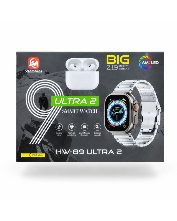 پک ساعت هوشمند الترا و ایرپاد پرو با 7 بند متنوع مدل HW-89 ULTRA2