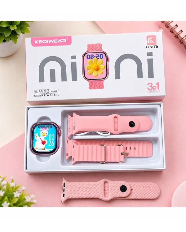 ساعت هوشمند زنانه مدل Kw92 mini همراه با سه بند