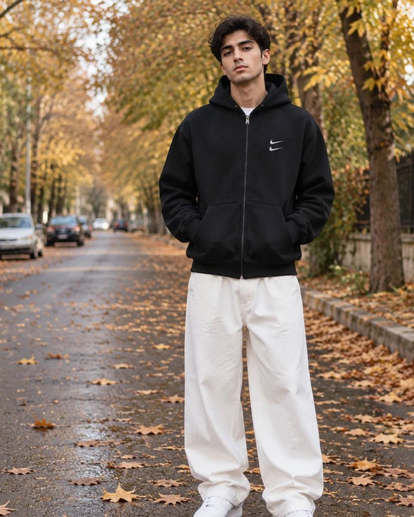 سوئیشرت دورس کلاهدار مردانه نایکی مدل Double Nike