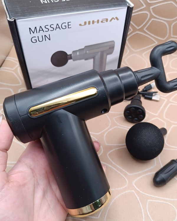 ماساژور تفنگی شارژی 6 سرعته با 4 سری حرفه ای مدل JIHAM
