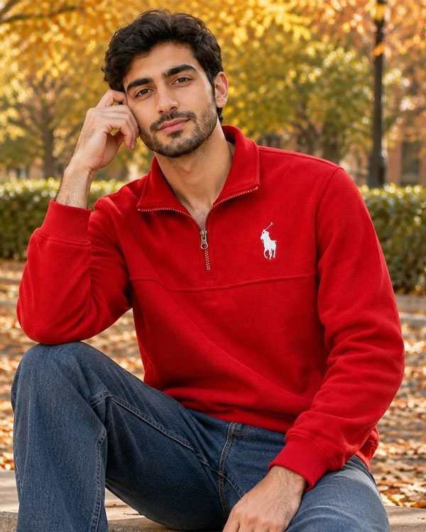 دورس مردانه نیم زیپ سلانیک یقه دار مدل POLO