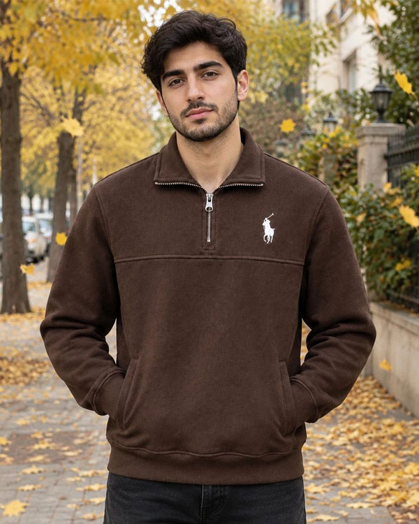 دورس مردانه نیم زیپ سلانیک یقه دار مدل POLO