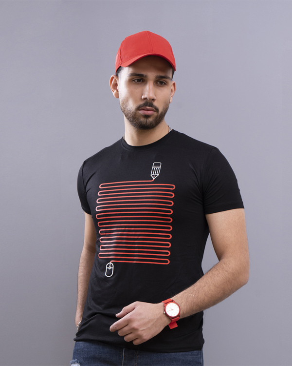 تيشرت مردانه طرح مداد (مشكي)