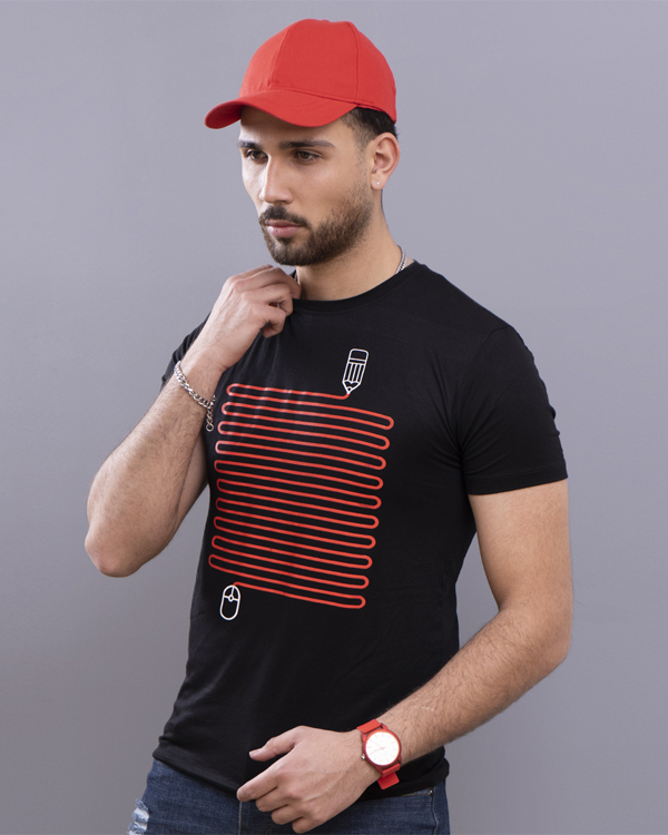 تيشرت مردانه طرح مداد (مشكي)