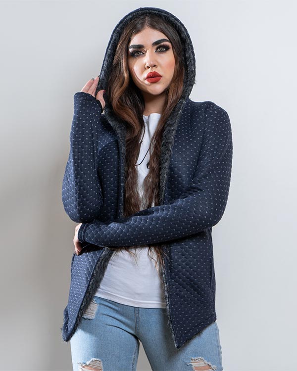 هودي دخترانه سرمه اي مدل Toran