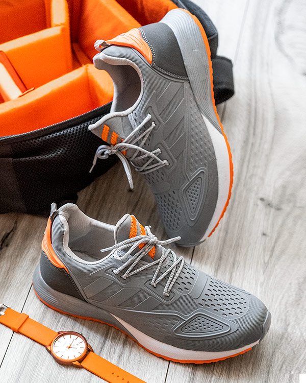 كفش ورزشي Adidas نارنجي طوسي مردانه مدل Ipala