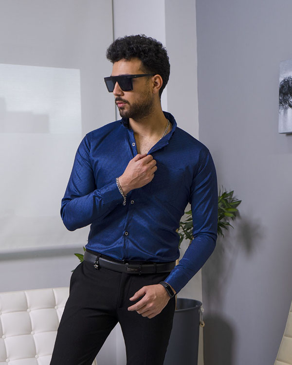 پيراهن مردانه رنگ سرمه اي مدل Advit