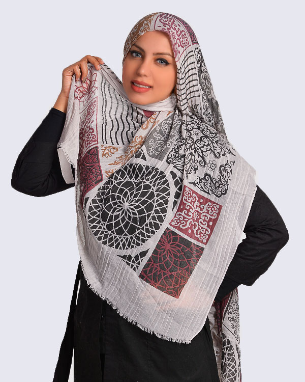 شال طرح دار پلیسه مدل 9620