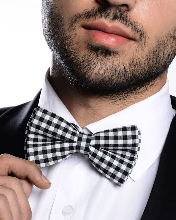 پاپیون Hugo Boss چهارخانه سیاه سفید