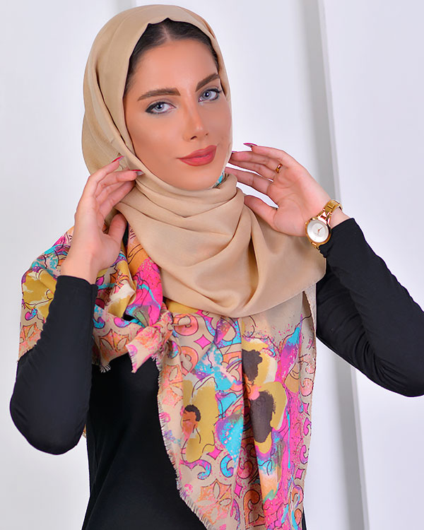 شال نخی طرح دار مدل 5030