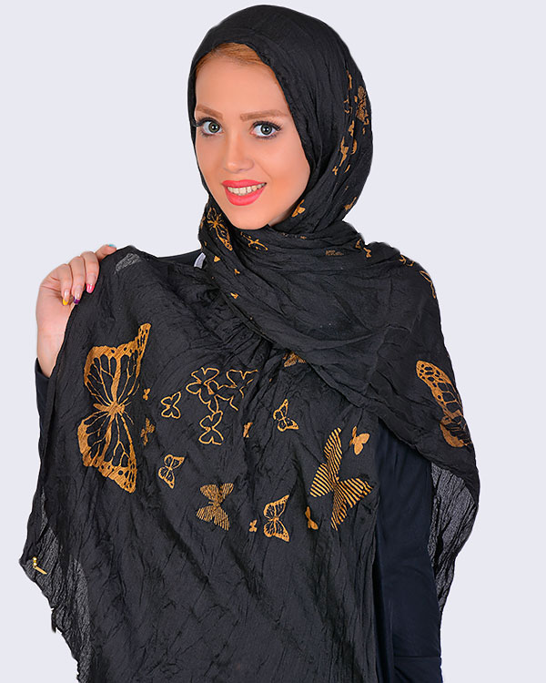 شال حریر طرح پروانه مدل 1036