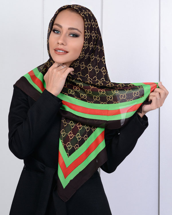 روسری حریر طرح گوچی مدل 0718