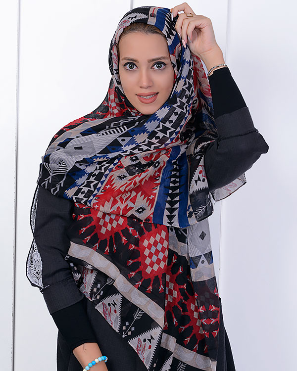 شال نخی طرح دار مدل 0698