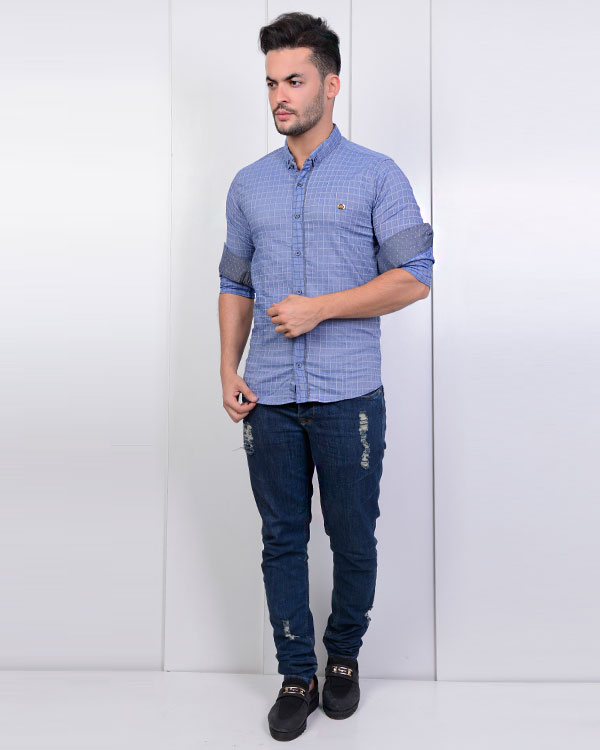 پیراهن مردانه چهارخانه خطی مدل0389