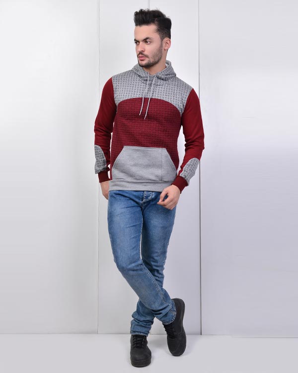 هودی مردانه آجری مدل 1099