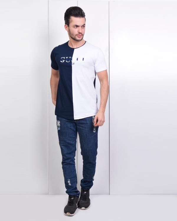 تی شرت یقه گرد طرح GUCCI مدل 0818