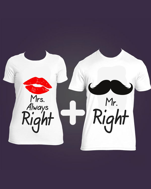 ست تیشرت دوعددی mr & mrs rightمدل 9854