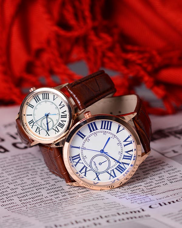 ست ساعت بند چرمی طرح CARTIER مدل 8711