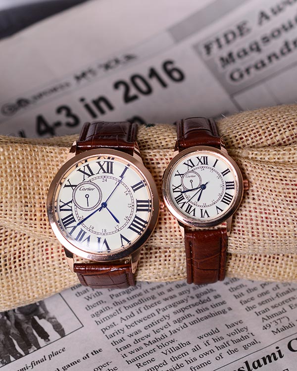 ست ساعت بند چرمی طرح CARTIER مدل 8711