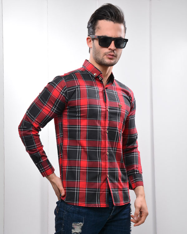 پیراهن مردانه مردانه چهارخانه درشت مدل 0756