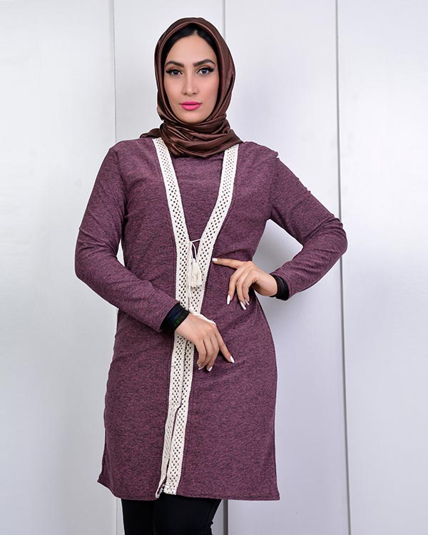 مانتو ملانژنواردار مدل 0593