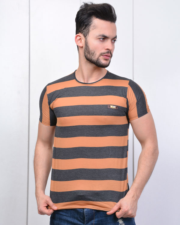 تی شرت یقه گرد راه راه مدل 0591