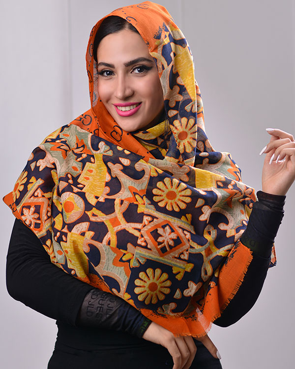 شال نخی طرح دار مدل 0565