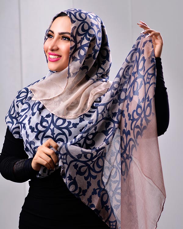 شال نخی طرح دار مدل 0569