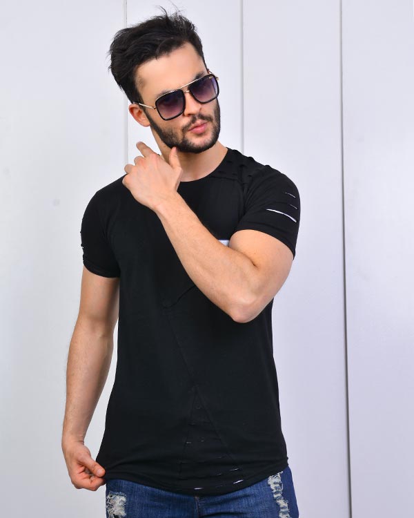 تی شرت مردانه یقه گرد طرح FILA مدل 3496